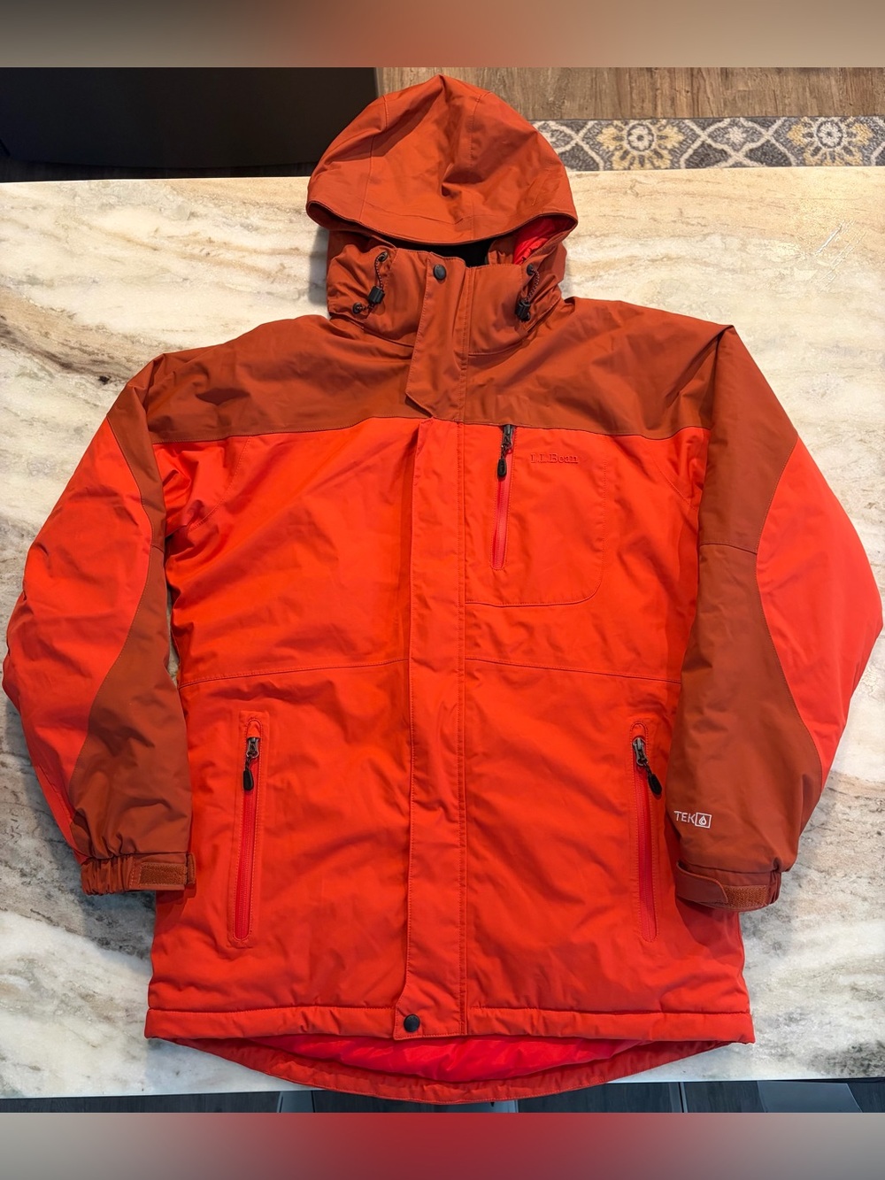 NWOT L.L.Bean Rugged Ridge Ski Parka Jacket Red Hooded Insulated PrimaLoft Small